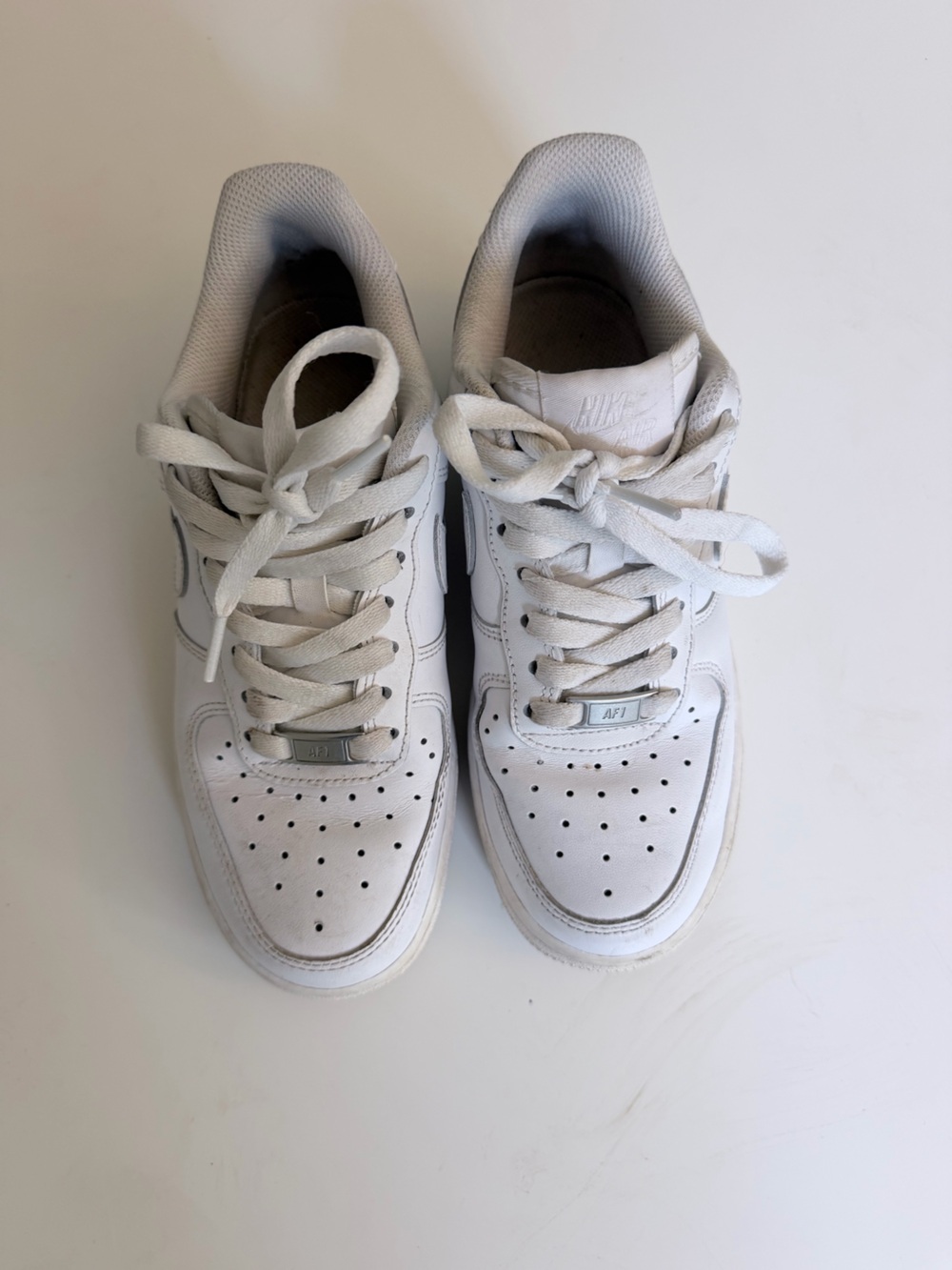 Nike Air Force 1 Low All White Leather Sneakers - Women’s Size 6
